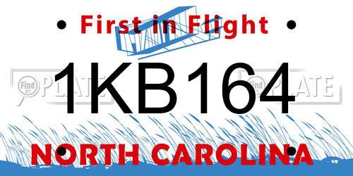 1KB164 North Carolina License Plate