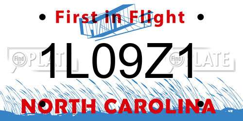 1L09Z1 North Carolina License Plate