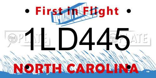 1LD445 North Carolina License Plate