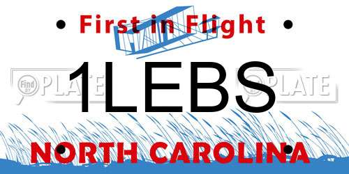 1LEBS North Carolina License Plate
