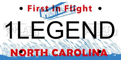 1LEGEND North Carolina License Plate