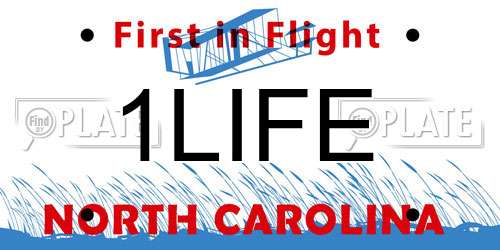 1LIFE North Carolina License Plate