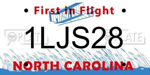 1LJS28 North Carolina License Plate
