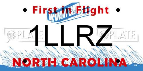 1LLRZ North Carolina License Plate