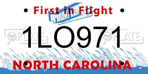 1LO971 North Carolina License Plate