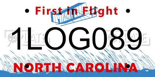 1LOG089 North Carolina License Plate
