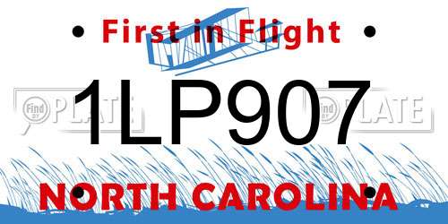 1LP907 North Carolina License Plate