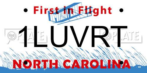 1LUVRT North Carolina License Plate