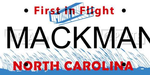1MACKMAN North Carolina License Plate