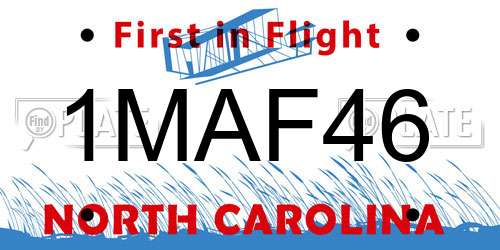 1MAF46 North Carolina License Plate