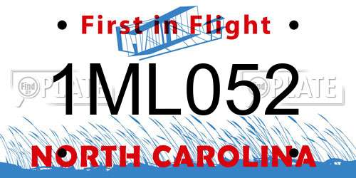 1ML052 North Carolina License Plate