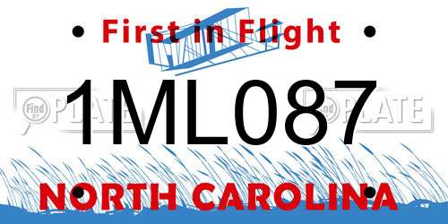 1ML087 North Carolina License Plate