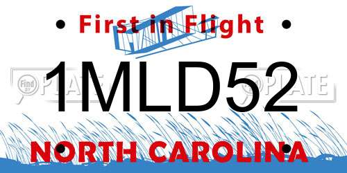 1MLD52 North Carolina License Plate