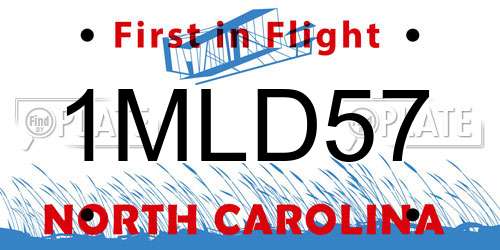 1MLD57 North Carolina License Plate