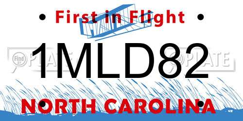 1MLD82 North Carolina License Plate