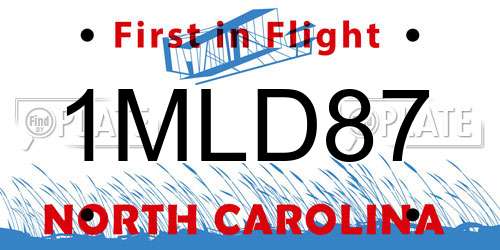 1MLD87 North Carolina License Plate