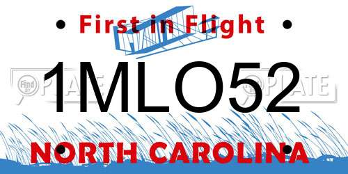 1MLO52 North Carolina License Plate