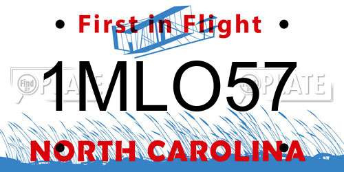 1MLO57 North Carolina License Plate