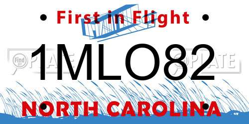 1MLO82 North Carolina License Plate