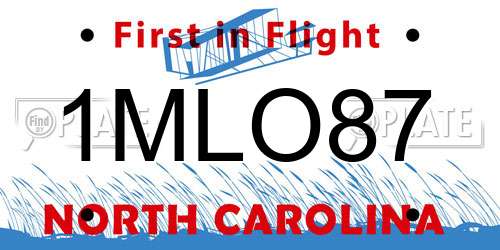 1MLO87 North Carolina License Plate
