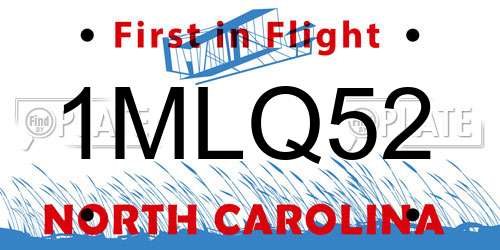 1MLQ52 North Carolina License Plate