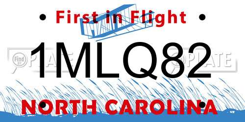 1MLQ82 North Carolina License Plate