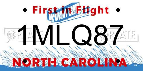 1MLQ87 North Carolina License Plate