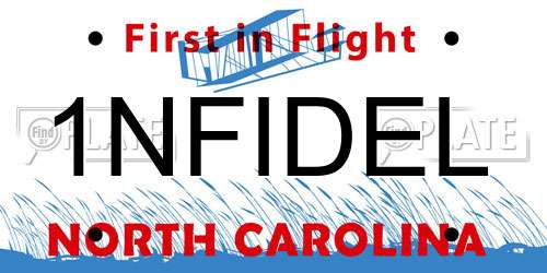 1NFIDEL North Carolina License Plate