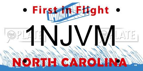 1NJVM North Carolina License Plate