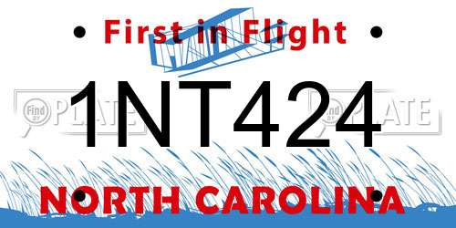 1NT424 North Carolina License Plate