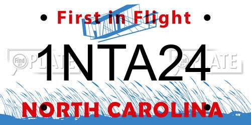 1NTA24 North Carolina License Plate
