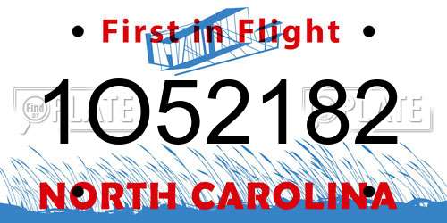 1O52182 North Carolina License Plate