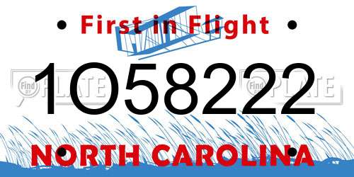 1O58222 North Carolina License Plate