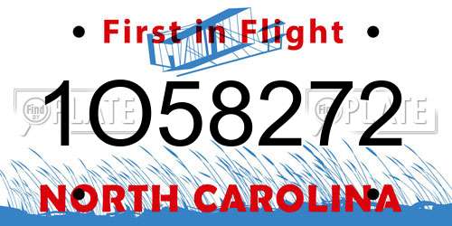 1O58272 North Carolina License Plate