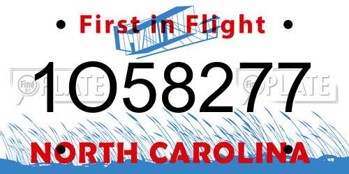 1O58277 North Carolina License Plate