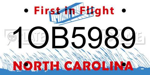 1OB5989 North Carolina License Plate