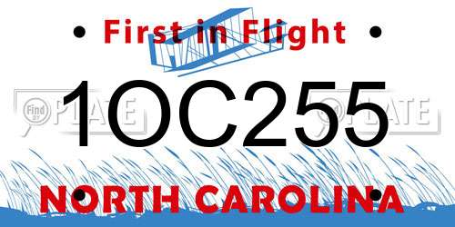 1OC255 North Carolina License Plate