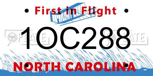 1OC288 North Carolina License Plate