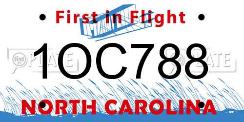 1OC788 North Carolina License Plate
