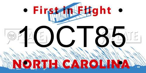 1OCT85 North Carolina License Plate