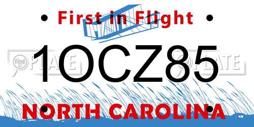 1OCZ85 North Carolina License Plate