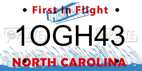 1OGH43 North Carolina License Plate