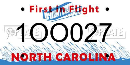 1OO027 North Carolina License Plate