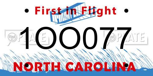 1OO077 North Carolina License Plate