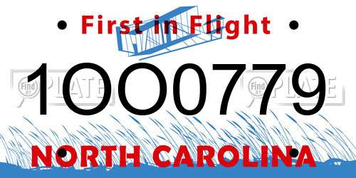 1OO0779 North Carolina License Plate