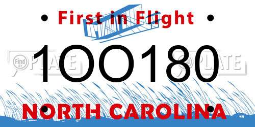 1OO180 North Carolina License Plate