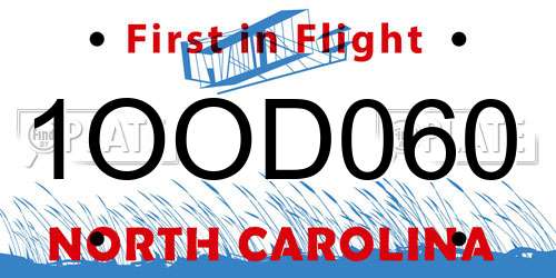 1OOD060 North Carolina License Plate