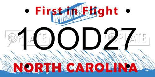 1OOD27 North Carolina License Plate