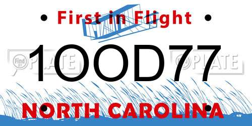 1OOD77 North Carolina License Plate