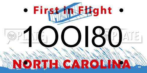 1OOI80 North Carolina License Plate